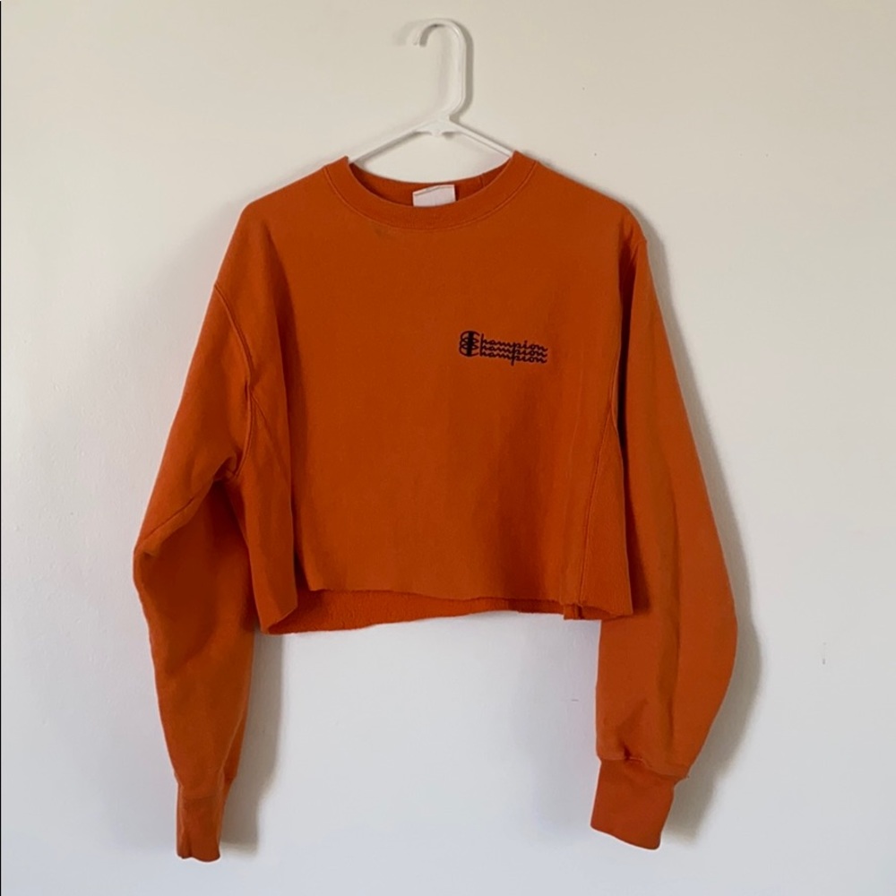 Cropped Champion Crewneck 🧡 rate triple logo hit